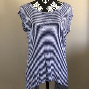 Sleeveless tunic with shark bite hem